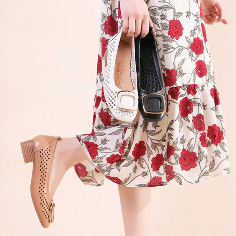 Plażowane skórzane buty z miękkimi podeszwami i lukami dla kobiet