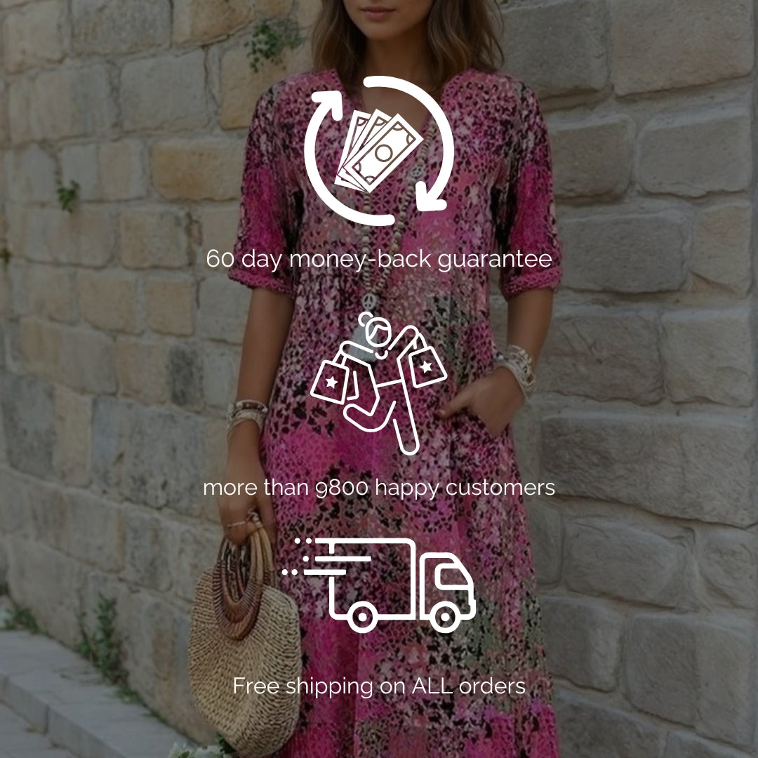 ?️?Jasna sukienka średniej długości z nadrukiem w panterkę