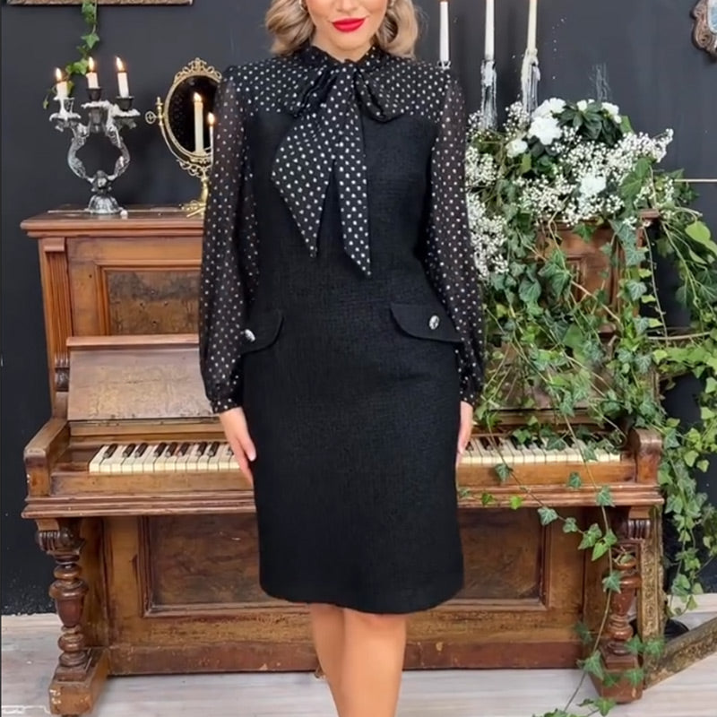 ? Sukienka damska z kokardą przy szyi