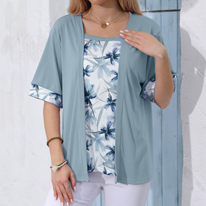 ?Dwuczęściowy zestaw z topem w kwiaty