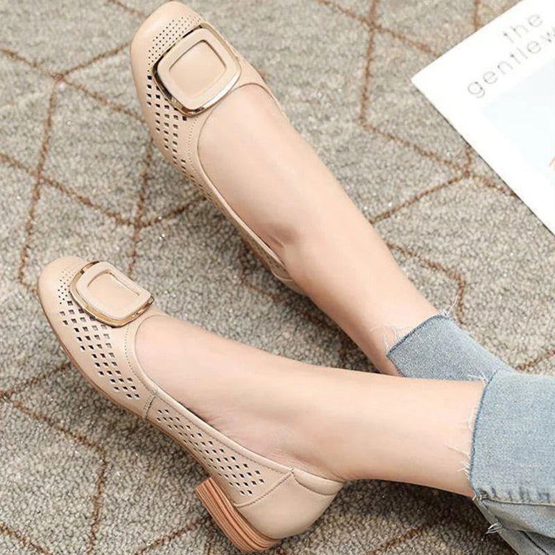 Plażowane skórzane buty z miękkimi podeszwami i lukami dla kobiet