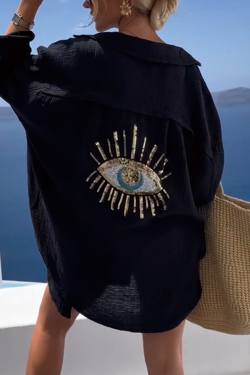 Casual shirt with sequin beads