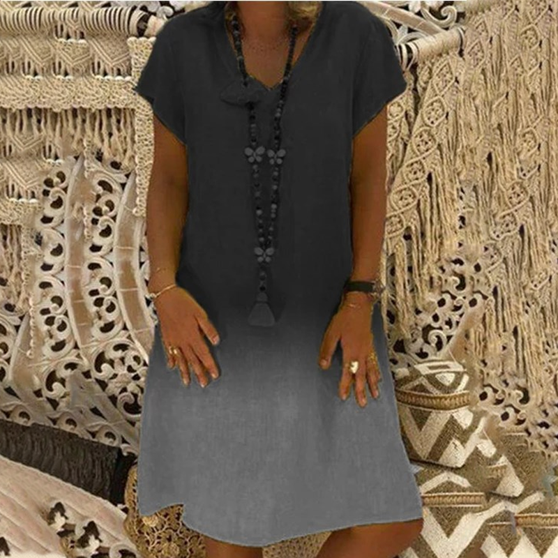 ?Nem formális ruha rövid ujjakkal és V-nyakkal