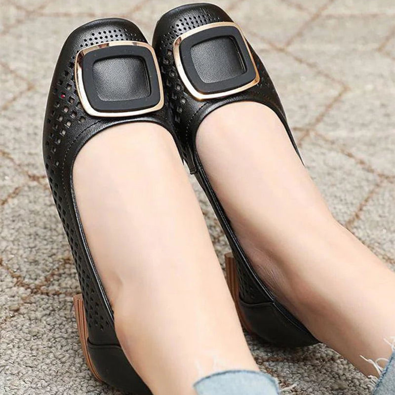 Plażowane skórzane buty z miękkimi podeszwami i lukami dla kobiet