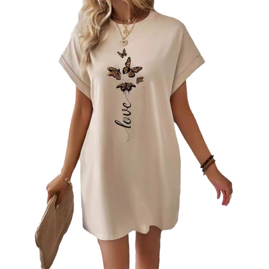 Sukienka T-shirt z monogramem i rękawami w kształcie skrzydeł nietoperza