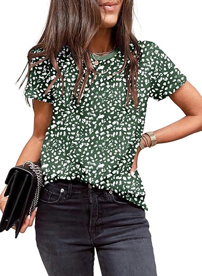 Women's Casual Polka Dot Leopard Floral Print Top