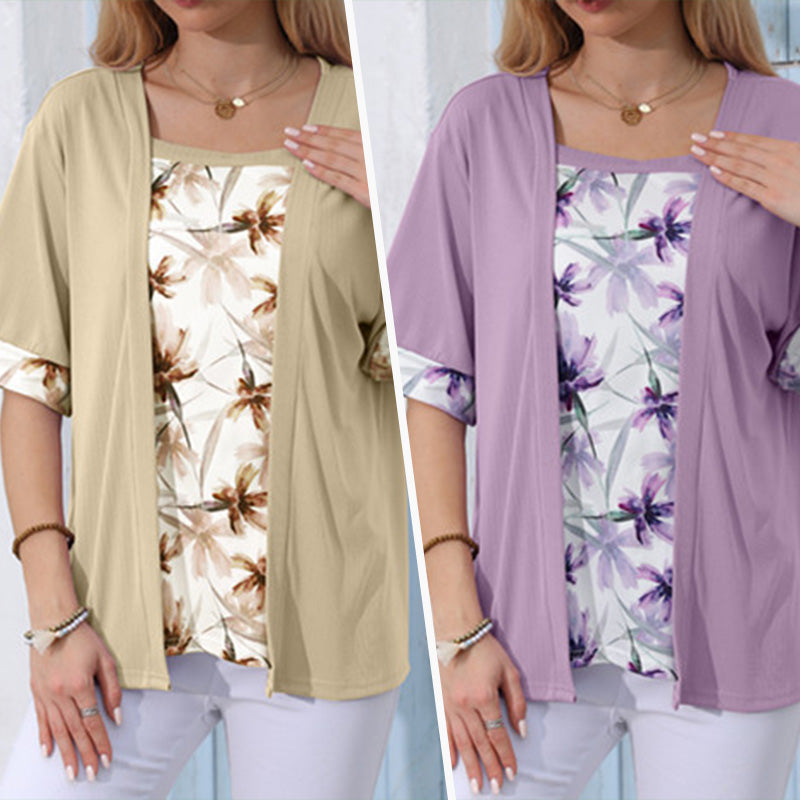 ?Dwuczęściowy zestaw z topem w kwiaty