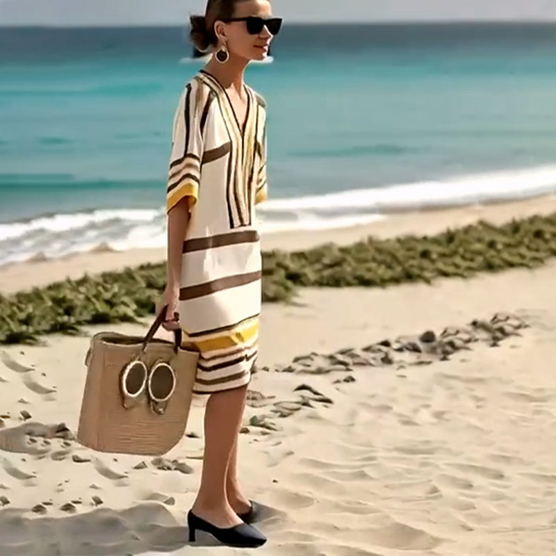 【S-3XL】?✨Sukienka damska V-neck w paski