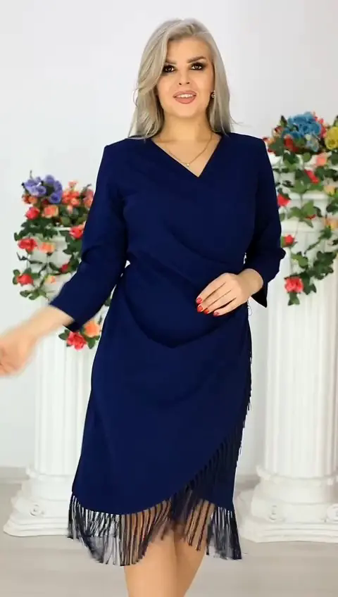 ?S-5XL??2025 nowa elegancka sukienka z dekoltem w szpic