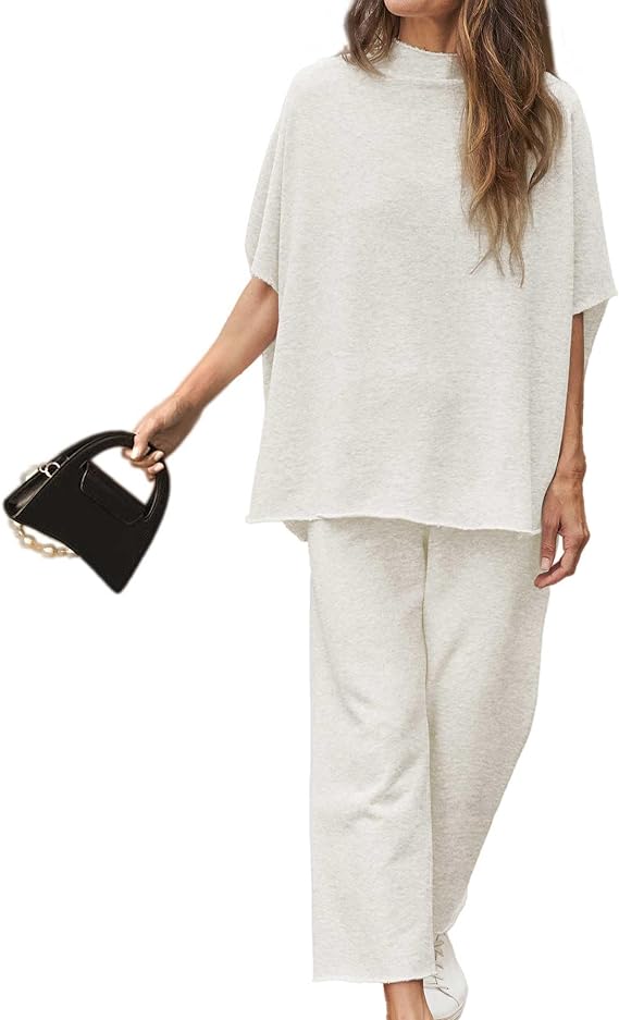 New women from the sleeves Batwing 3/4 Capelet wide leg pants ✨