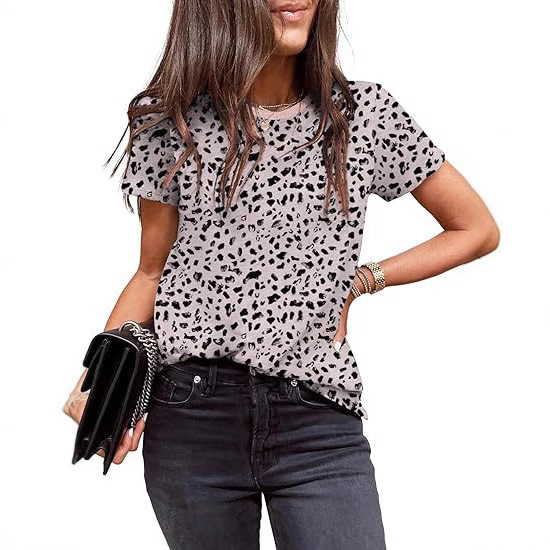 Women's Casual Polka Dot Leopard Floral Print Top