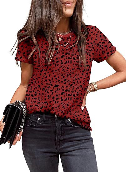 Women's Casual Polka Dot Leopard Floral Print Top